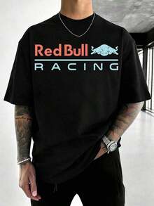 Gift  F1 Racing Culture T-Shirt, Double-Sided Speed King Print T-Shirt, High-Quality 100% Cotton Short-Sleeve T-Shirt, Crew Neck, Soft And Breathable, Retro Casual Style, Versatile For Men And Women, Loose Fit Casual T-Shirt, Summer T-Shirt, Suitable For Daily Wear, Outdoor Wear, Perfect Gift For Boyfriends, Gift For Men, Men's Clothing. Soft - 黑色 - 查看 3