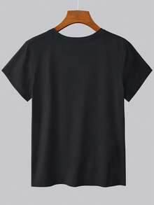 Camiseta de mujer con estampado de plantas verdes que me hace feliz. | Top casual de manga corta con cuello redondo, estilo fresco y natural, para entusiastas de la jardinería, ropa de fiesta vintage elegante de una sola pieza para mujer, top de manga corta estilo vacaciones, top deportivo holgado y versátil de verano, blusas elegantes para mujer. - Negro - Ver 2