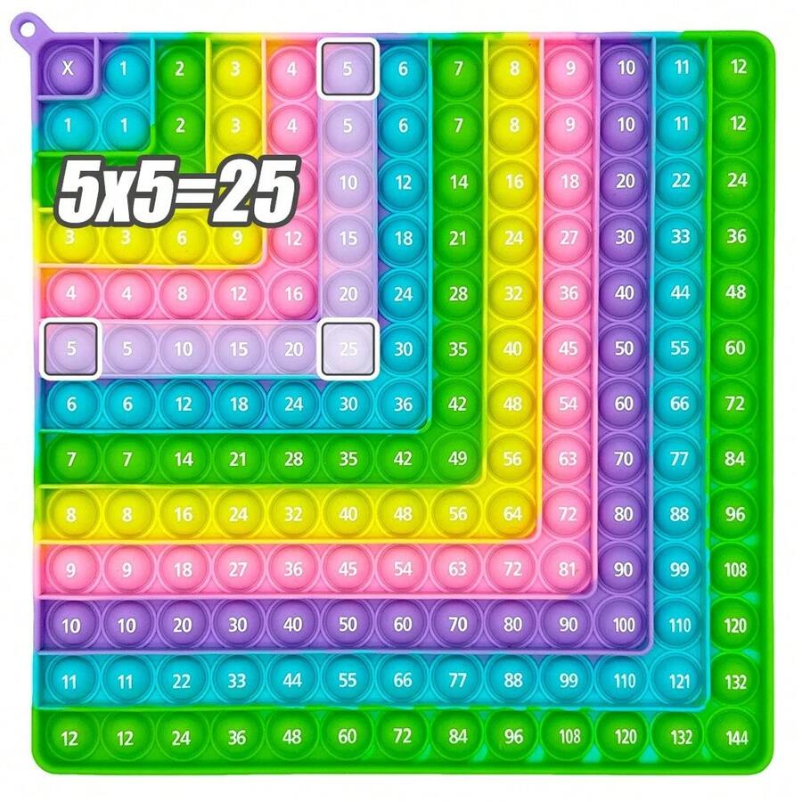 Juego de Mesa de Multiplicación 12x12 para Práctica de Matemáticas, Juguete Portátil Antiestrés con Burbujas Push-, Herramienta Educativa de Aprendizaje para Niños, Regalo - Verde 12x12 Z - Ver 1