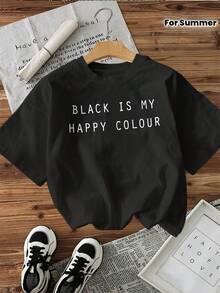 Limited Edition Letter Print T-Shirt, Short Sleeves, Round Neck, Casual Top For Summer And Spring, Women's Clothing, Lightweight Cotton. - 綠色 - 查看 7