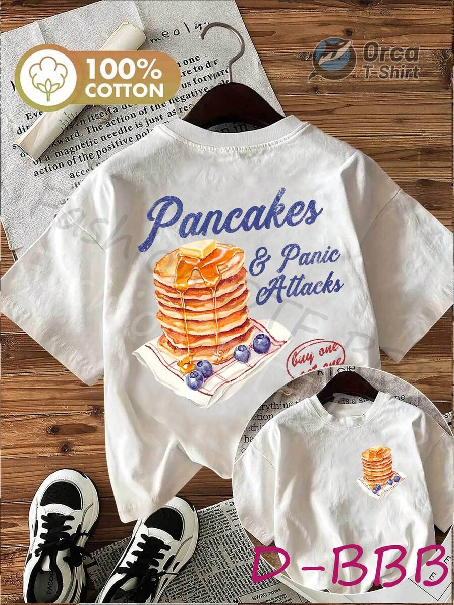 Camiseta de manga corta de algodón puro para mujer, estilo vintage y lindo, cuello redondo, estampado de doble cara con el divertido eslogan "Muffins and Anxiety", ideal para vacaciones de verano, primavera/verano, estilo casual y fresco. - Blanco - Ver 1