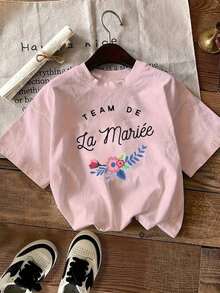 Camiseta de manga corta informal de estilo francés con estampado floral para mujer, ideal para vacaciones de verano, ropa de mujer. - Albaricoque - Ver 6