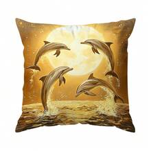 4pcs/Set Gold Ocean Pattern Pillow Cover, Single-Sided Printed Cushion Cover, Suitable For Living Room, Bedroom, Home Decor, All Seasons - Multicolor - View 14