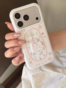 Cute Hand-Painted 3D Dog Clock Phone Case, Compatible With Apple 17 ProMax, Korean Style 16 Pro New Model 17, Creative Protective Cover For IPhone 15 Pro, 14 - Pink - View 9