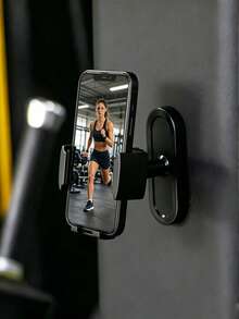 360° Adjustable Magnetic Phone Holder, Gym Fitness Equipment Accessory, Clip Or Round Disc Design, Workout Equipment - Black - View 1