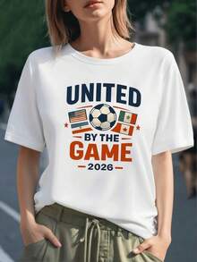 Bandera de tres países alrededor de un balón simbolizando la unión internacional en el fútbol y la pasión compartida por el juego 2026 camiseta para mujer 100% algodón - Negro - Ver 6