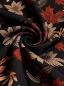 Vestido casual de manga larga con cuello de lazo, volantes y estampado floral para mujer de talla grande, apto para primavera/invierno - Multicolor - Ver 7