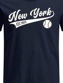 Camisetas Gráficas Nueva York Est.Camiseta Gráfica de Béisbol para Hombre 1906 - 100% Algodón, Camisa Casual de Manga Corta Azul Marino con Estampado Deportivo, Transpirable y Cómoda para Todas las Temporadas. 100% algodón. - Negro - Ver 6
