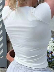 Camiseta suave y mantecosa para la primavera, las vacaciones, el verano, el armario básico informal y el uso diario - Blanco - Ver 9