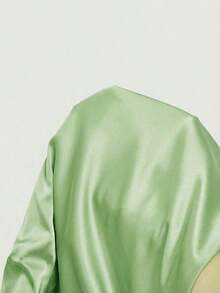 Blusa de mujer con cuello alto, lazo y corbata en color albaricoque - Verde - Ver 6