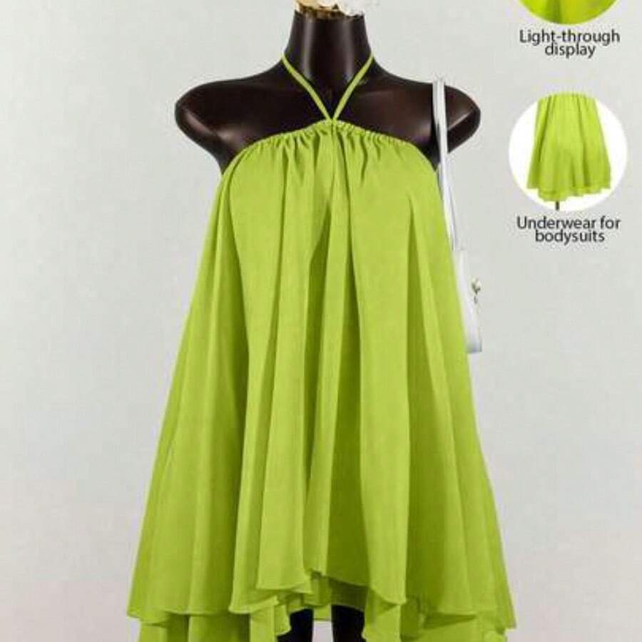 SaltGleam SaltGleam Women's Chiffon Layered Ruffle Sleeveless Mini Dress - Verde - Ver 1