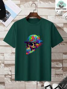 Camiseta casual para hombre de 180g 100% algodón - Negro - Ver 9