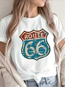 Pure Cotton T-Shirt, Casual Wear, Vintage Design, Lightweight And Durable, Perfect For Road Trips, Cafes Or Everyday Wear, Comfortable Fit, Classic Style, Ideal Choice For Adults. - 白色 - 查看 1