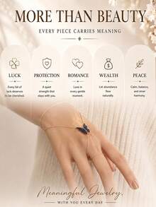 1pc Bohemian Style Blue Butterfly Knuckle Ring Bracelet, Fashion Accessory For Women - Gold - View 5