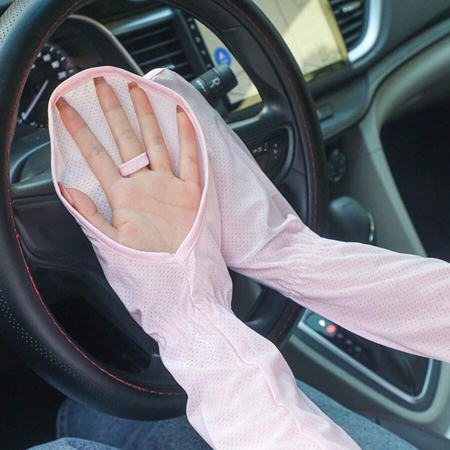 1 Pair Summer Breathable Fingerless Arm Sleeves For Women, Lightweight Mesh Fabric, Suitable For Driving, Outdoor, Beach, With UV Protection, Anti-Slip, Quick Dry Functions - Multicolor - View 1