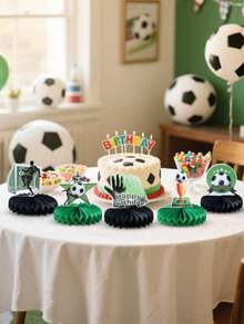 9pcs Football Themed Honeycomb Paper Decorations, World Cup Honeycomb Desktop Center Decor Football Sports Party Tabletop Decor, Suitable For Birthday Baby Shower Football Fan Party Supplies, Photo Props Decor, Birthday Decorations, Party Favors, Desktop Center Decor, Holiday Party Supplies, World Cup Decorations - A - View 6