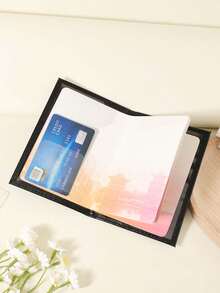 Floral Letter Print Passport Holder Wallet & Card Holder, Slim Travel Purse For Couple, Fits Cards & IDs, Lightweight Portable - Burgundy - View 7