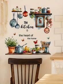1pc Kitchen Utensil English Slogan Wall Sticker, Self-Adhesive Removable Decor For Kitchen & Dining Room - A - View 5
