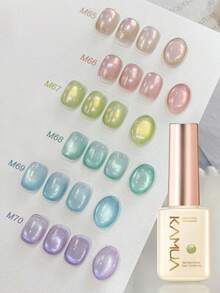KAMUA 6色猫眼凝胶指甲油套装 - 蓝色、粉色、绿色猫眼闪粉凝胶指甲油套装，磁性亮泽凝胶指甲油，适合春夏，可卸除UV沙龙法式美甲DIY美甲护理礼品，女士 - 彩色 - 查看 1