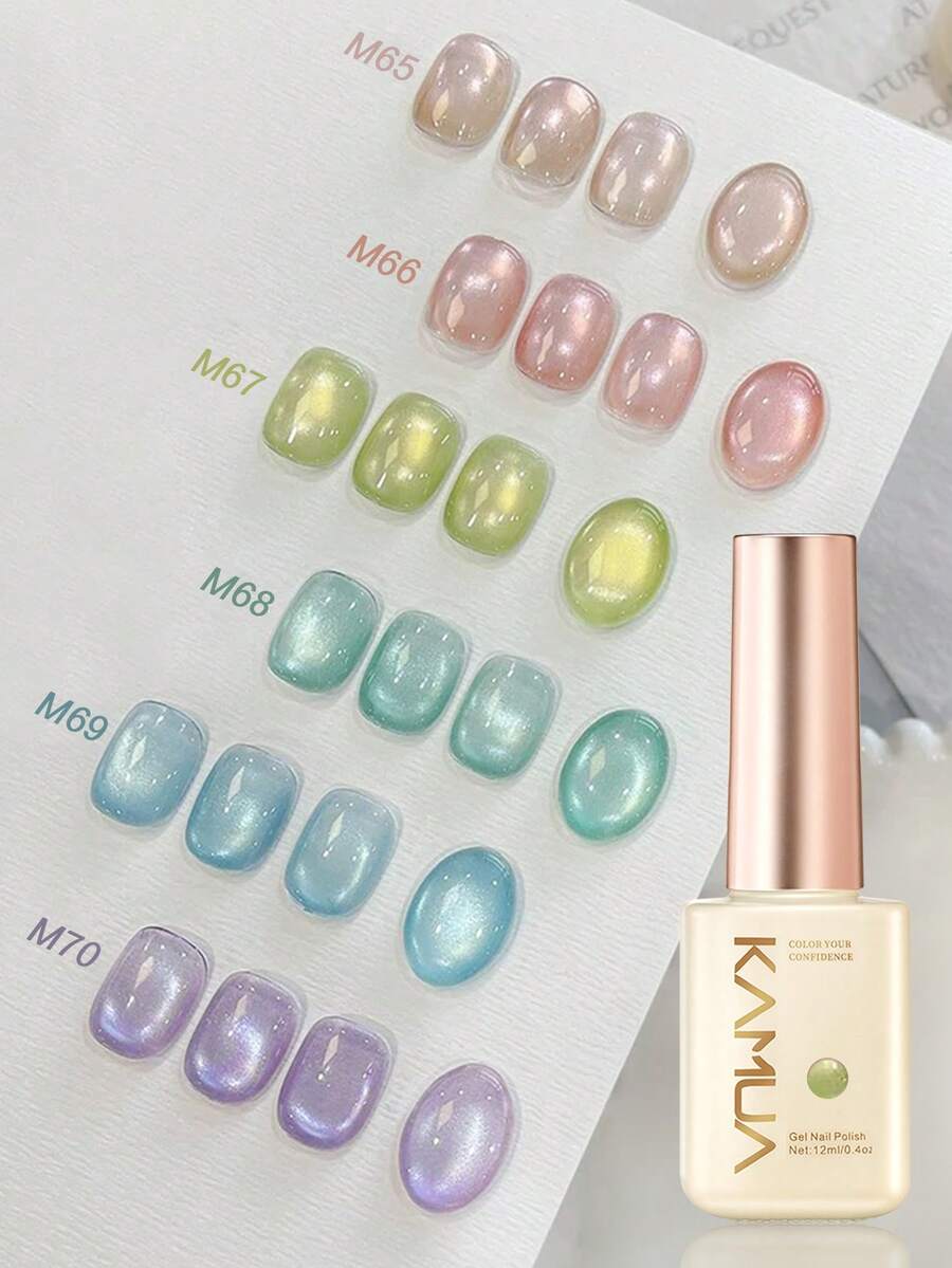 KAMUA 6色猫眼凝胶指甲油套装 - 蓝色、粉色、绿色猫眼闪粉凝胶指甲油套装,磁性亮泽凝胶指甲油,适合春夏,可卸除UV沙龙法式美甲DIY美甲护理礼品,女士 - 彩色 - 查看 1