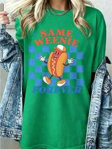 Camiseta Casual de Manga Corta para Vacaciones de Verano para MujerDivertidoSolteraFiestaCamisa-IgualWeeniePara siempreHotdogGráficoTee-VintageAños 90Y2KRetroCamiseta-SuaveCuello redondoSuperiorParaSolteraFiestaConjuntos de ropaHalloweenDisfraces-MáquinaLavableInformalVerano&OtoñoRopa-DivertidoRegaloParaMujeres,SolteraFiestaDecoraciones,JuguetónDiseño,CómodoAjusteNovedadRopaHumorísticoRopa, vestimentaTranspirableMaterial,CortoMangaTee,Mujeres, VeranoTops, VeranoRopa, PascuaConjuntos de ropaParaMujeres, St.Ropa para el Día de San Patricio, Camiseta Gráfica Divertida de Talla Grande para Mujer. Estampado Sofisticado de Letras Simples, Ideal como Prenda Básica; Hecha de Tela Suave con Excelente Caída. - Verde - Ver 11