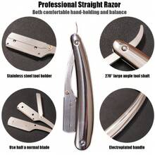 Folding Knife Holder, Eyebrow Trimmer Stand, Vintage Folding Straight Razor For Barbershop, Men's Manual Shaving Razor With Gold Tone, Including Storage Bag - Multicolor - View 3