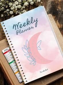 52-Week Daily Weekly Planner Notebook, A5 Minimalist Weekly Planning Journal For Productivity And Daily Organization, Back To School Office Supplies - Pink - View 7