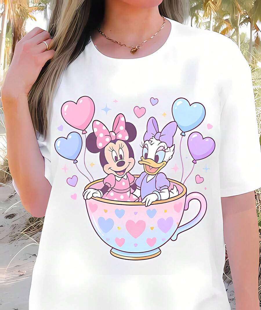 2-Sided Disney Minnie And Daisy Best Friends Retro Shirt, Disney Girls Tee, Disney Besties Tee, Disney Womens Shirt, Disneyland 2026 Tee - White - View 1
