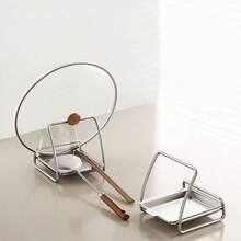 1pc Stainless Steel Pot Lid & Ladle Holder, Multi-Functional Kitchen Utensil Rack, Suitable For Ladle, Spatula, Chopsticks & Cooking Tools, Countertop Storage Rack - Multicolor - View 7