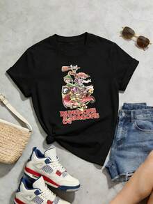 Camiseta de manga corta con cuello redondo suave y casual de verano para mujer, tops para salir, algodón, vintage, estilo callejero europeo y americano, casual deportivo, estilo unisex, estilo casual urbano, tops bonitos, Gen Z, curvas, ropa Y2K, camisetas divertidas, tops para damas, conjuntos de vacaciones para mujer, top lindo, camiseta gráfica, conjuntos de primavera, camisetas holgadas, ropa de calle retro, estilo de los 90, estilo de los 2000, subcultura, top negro, tops blancos, atuendo de fiesta de los 90. Blanco - Negro - Ver 4