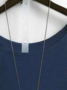Top holgada de cuello redondo para mujer de talla grande en color verde salvia texturizado, para uso casual/diario/al aire libre/minimalista/vacaciones que estiliza, para primavera/verano - Azul - Ver 4