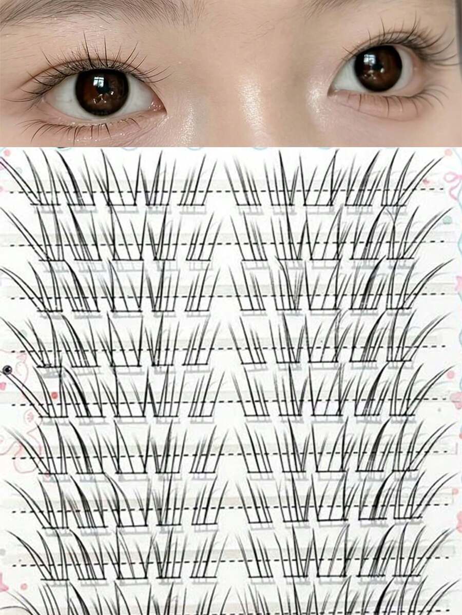 Mi giả MIXIAOHE Innocent Deer, 60/100 chùm, dung tích lớn, dải đen mỏng, độ cong chữ C, thiết kế phân đoạn tự nhiên, mềm mại, kích thước 10-13mm, mi giả tự làm trông như thật, hoàn hảo cho người mới bắt đầu trang điểm hàng ngày.