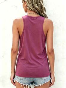 Women's Sleeveless Desert CactI Lightweight Camisole Top With Back Design,Round Neck Summer Blouse For Casual Outfits, Cactus Dresser For All-Season - 玫紅色 - 查看 5