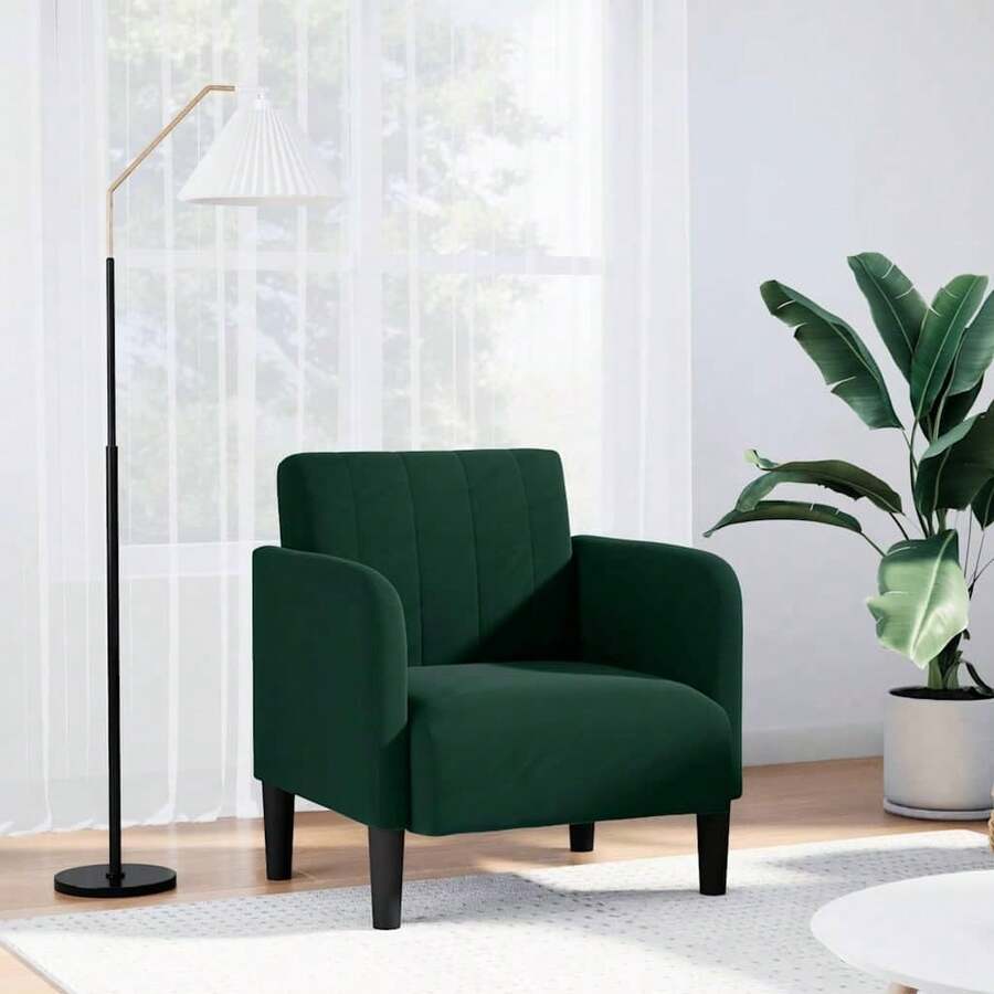vidaXL Sessel Mit Armlehnen Dunkelgrün 54 Cm Samt, Sofasessel, Fernsehsessel, Relaxsessel, Einzelsofa, Relaxsofa, Loungesessel, Wohnzimmer Sessel - Dark Green - View 1