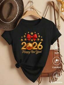Camiseta de cuello redondo y mangas cortas de ropa fashion, fabricada en México, para la temporada primavera-verano 2025. Con estampado de dibujos animados, es un modelo de pareja, apta para usar tanto por dentro como por fuera, ideal para oficina y estilo casual, diseñada para hombres y mujeres, en unidad individual. - Negro - Ver 1