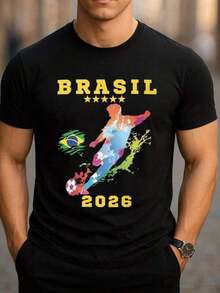 Camiseta de fútbol, camisetas gráficas de algodón para fútbol, ropa para adolescentes, ropa de verano, camisetas de verano, camisetas para adultos y niños, camiseta de la Copa Mundial 2026 - Moda, camiseta del equipo de fútbol de Brasil - Moda, camiseta de regalo para aficionados al fútbol político - Moda, ropa deportiva del mismo estilo para hombres y mujeres L4IW, conjuntos de verano para hombres, conjunto familiar a juego, tallas para adultos y niños, regalo para aficionados al deporte. - Negro - Ver 8