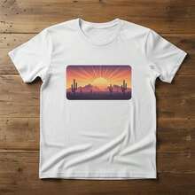 Curvy Clothing On  & Retro Sunset Mexican Desert Tee - Vintage 80s Style Landscape Graphic T-Shirts For Women Y2K - 白色 - 查看 7