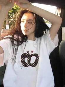 New Summer Short-Sleeved Cotton Printed Top, Stylish And Relaxed T-Shirt - White - View 4