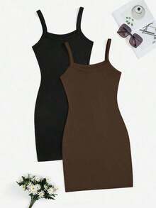 vestidos ajustado de unicolor casuales sin hombros para mujer, aptos para ir al trabajo, exterior, compras - Multicolor 3 - Ver 7