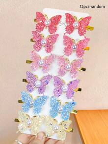 6/12pcs/Conjunto de ganchos de cabelo com borboleta, pérola e glitter - Adequado para raparigas e mulheres, design requintado de borboleta 3D com lantejoulas brilhantes e decoração de pérolas, cada par parece uma fada borboleta viva, adequado para diferentes roupas e ocasiões como encontros, festas, vida no campus, férias, deslocações, etc. As cores são aleatórias, ganchos de cabelo, ganchos de garra - Multicolorido - Ver 9