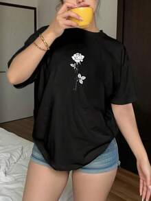 Women's Short-Sleeved T-Shirt, Available In Various Colors, Loose Fit - Black - View 1
