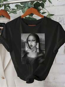 100% Cotton T-Shirt, Unique With A Y2K Design Inspired By The Famous Work Of Art, Combines A Modern And Classic Style, A Must-Have For Art Lovers, Perfect For Any Occasion, Express Yourself With This Unique Piece And Dare To Stand Out. - 黑色 - 查看 7