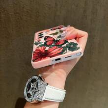 Funda para teléfono: Funda adecuada para Samsung Galaxy S23 S23plus S24  S24Ultra S25 S25Plus S25Ultra S26 S26Ultra S26Plus, anticaídas, tacto suave, multicolor, magnética, resistente a la suciedad, antideslizante, con diseño retro de mariposas y flores en acuarela. - Azul claro - Ver 12