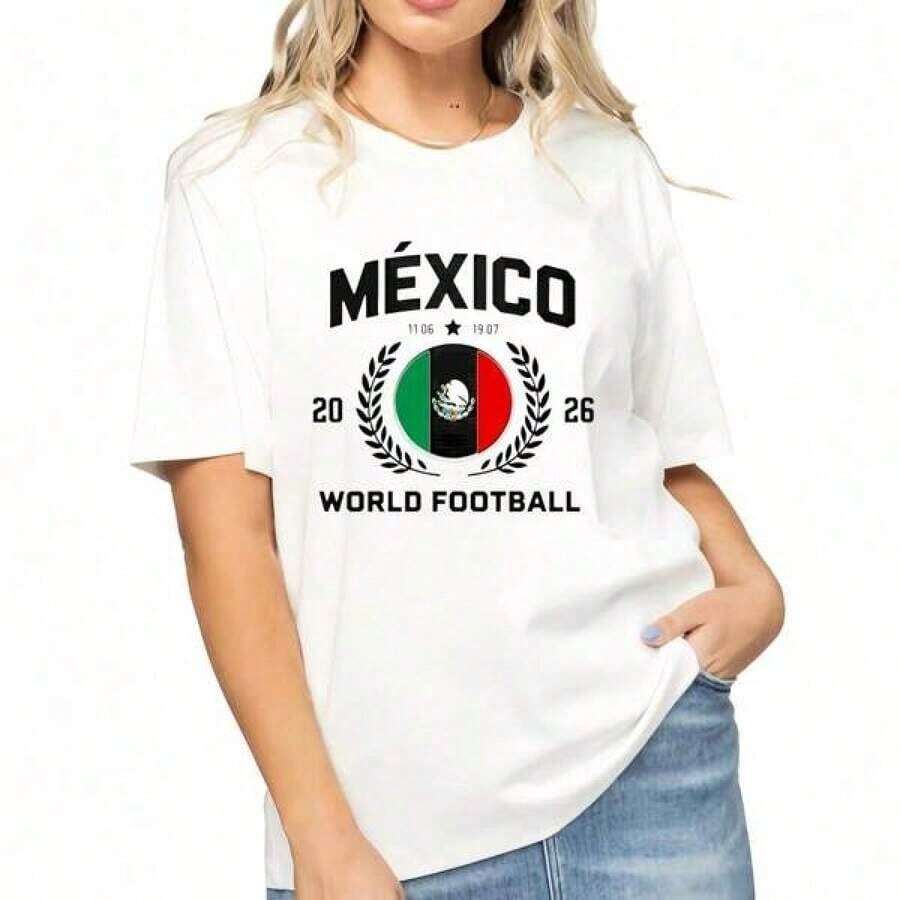 Short-Sleeved T-Shirt With The Design Of The Mexico 2026 Football Supporters' Badge - White - View 1