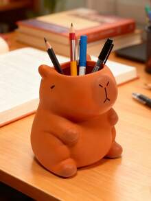 1 PC Cute Capybara Pencil Holder, Creative Cartoon Storage Bucket, Desk Ornament, Stationery Desktop Decor Box - Multicolor - View 4