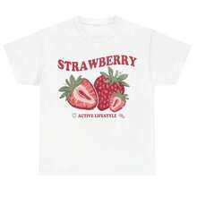 Camiseta de fresa, Top retro de los 90, Camiseta para estilo de vida activo - Blanco - Ver 3