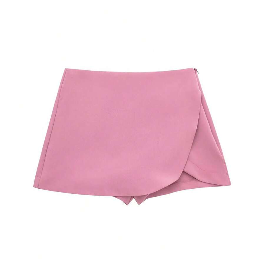 HXAO Falda corta para mujer, falda negra Beige de verano, pantalones para mujer, falda de cintura alta para oficina para mujer, falda asimétrica rosa y marrón - Rosa - Ver 1