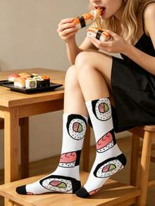 1/2 đôi tất họa tiết sushi 3D ngộ nghĩnh, kiểu dáng Kawaii dễ thương, cao đến bắp chân, độc đáo, thích hợp làm quà tặng cho mùa xuân, hè, thu, đông và mọi dịp. - Nhiều màu - Xem 5