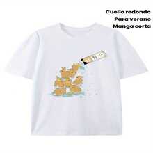 Camiseta de Algodón para Hombre con Estilo Vintage y Estampado de Conejo de Dibujos Animados - Camiseta Casual de Cuello Redondo y Manga Corta para el Verano - Blanco - Ver 2