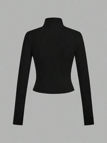 2 piezas Conjunto versátil de ropa deportiva de punto blanca y negra para yoga y fitness, camiseta de manga larga con cremallera y bordado gráfico de letras, elegante para otoño/invierno - Multicolor 4 - Ver 6